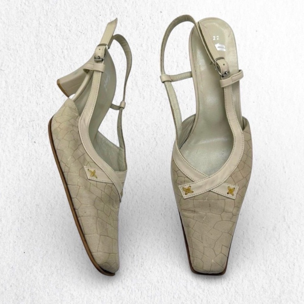 Hayni‎ Suede and Leather Slingback Pumps Beige size 39 / US 8.5
